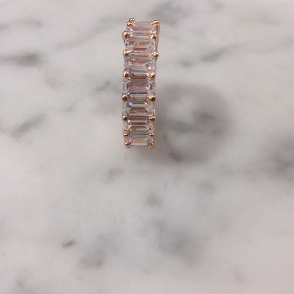 Rose Gold White Stone Eternity Band Ring - Picture 7 of 8